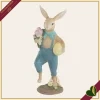 Coniglio e coniglietta decorativi in resina con fiori, altezza 27–28,5 cm