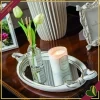 Diffusore profumato bianco “Spring Tulips” 100 ml in vetro con tulipani decorativi, diametro 6 cm