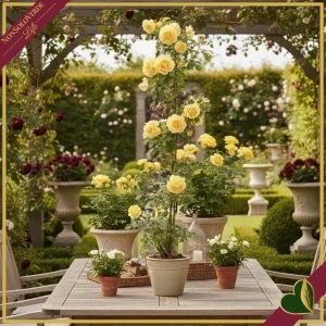 Rosa rampicante Kordes ‘Postillion®’ gialla, vaso 17 cm, 1 canna, alta circa 140–160 cm