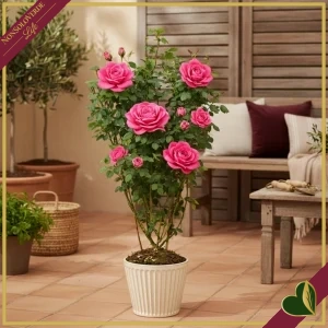 ROSA RAMPICANTE TRELLIS ROSA BENGALA-0 VASO19 Rosa rampicante Trellis rosa bengala, vaso 19 cm, spalliera, alta circa 70–90 cm