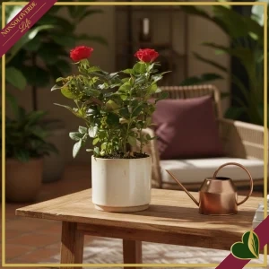 Rosa “Patio Hit”, Rosellina rossa, vaso 13 cm, alta circa 30–40 cm