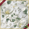 Tovaglia antimacchia Radici Aries con stampa floreale bianca, 155x220 cm
