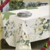 Tovaglia Bloom Tea Rose in cotone con stampa floreale e farfalle, 150x220 cm