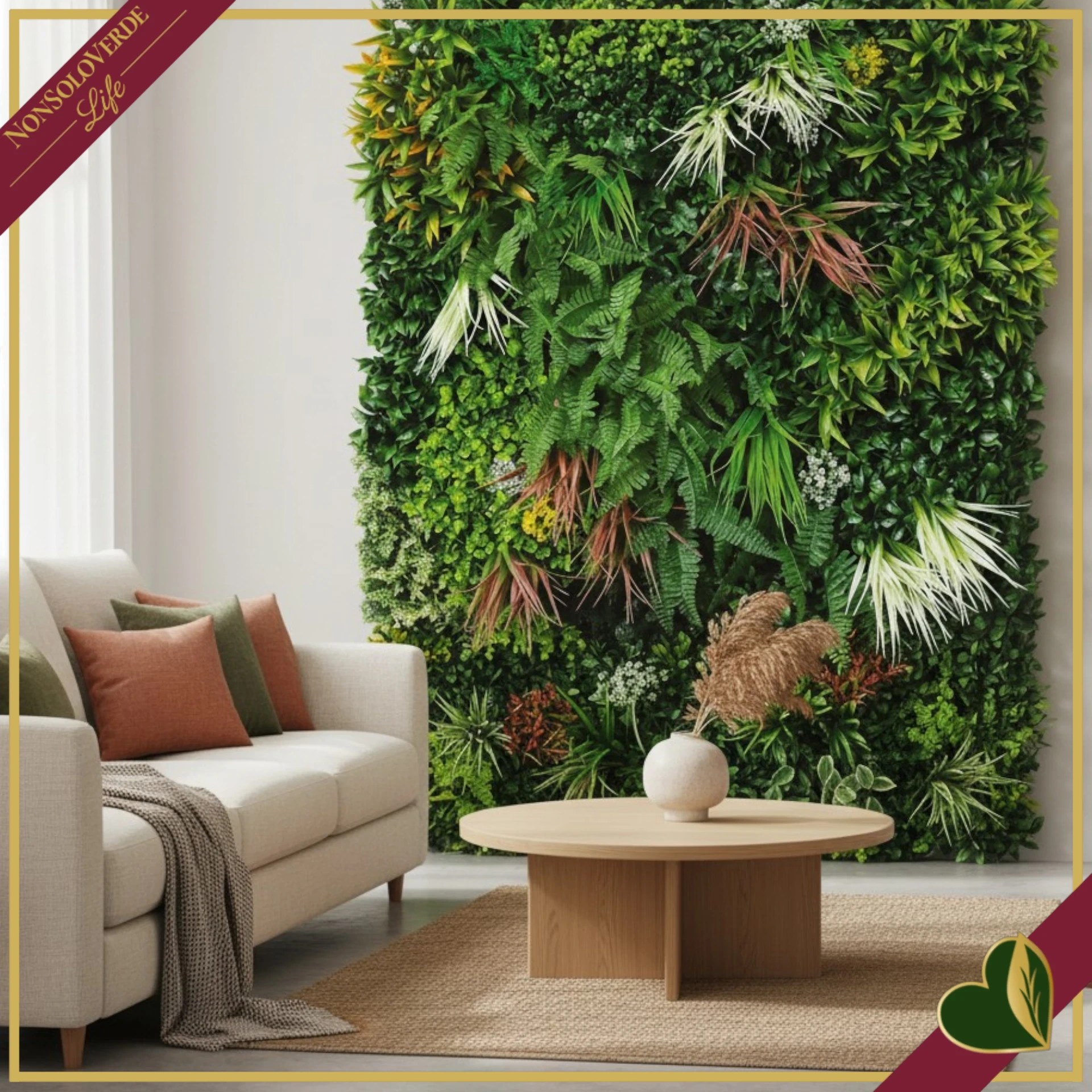 Pannello verde artificiale 3D Divy Panel Jungle multicolor, 100x100 cm