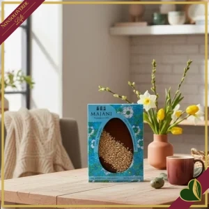 8003288820065-0 Uovo di Pasqua piatto Majani I Platò, cioccolato al latte extra con granella di nocciole, con sorpresa, 250 grammi