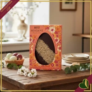 8003288820164-0 Uovo di Pasqua piatto Majani I Platò, cioccolato fondente extra, con granella di nocciole, con sorpresa, 250 grammi