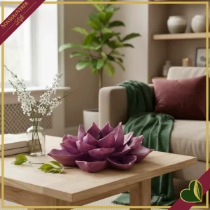 Fiore decorativo da appoggio o da parete in poliresina viola e rosa, diametro 36 cm