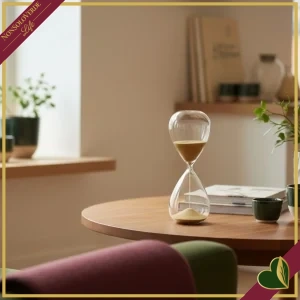 Clessidra decorativa in vetro con sabbia oro, altezza 30 cm