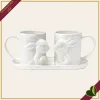 Set “Bunny” 3 pezzi in ceramica con 2 tazze e vassoio, lunghezza 28 cm