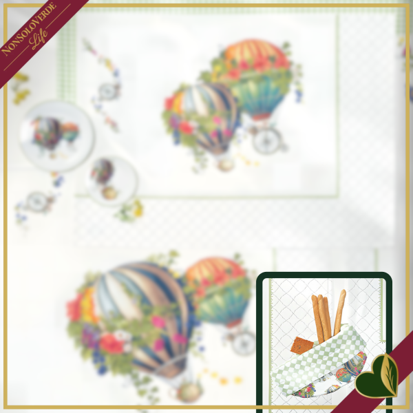Cestino tondo double-face Mongolfiere allover e Micro Geo, diametro 18 cm