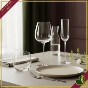 Set 6 calici flute Bocca di Lupo in vetro, altezza 27 cm
