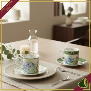 Set 2 tazze Flora in New Bone China, diametro 8 cm
