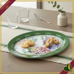 Vassoio ovale Flora in melamina con ortensie acquerellate, lunghezza 35 cm