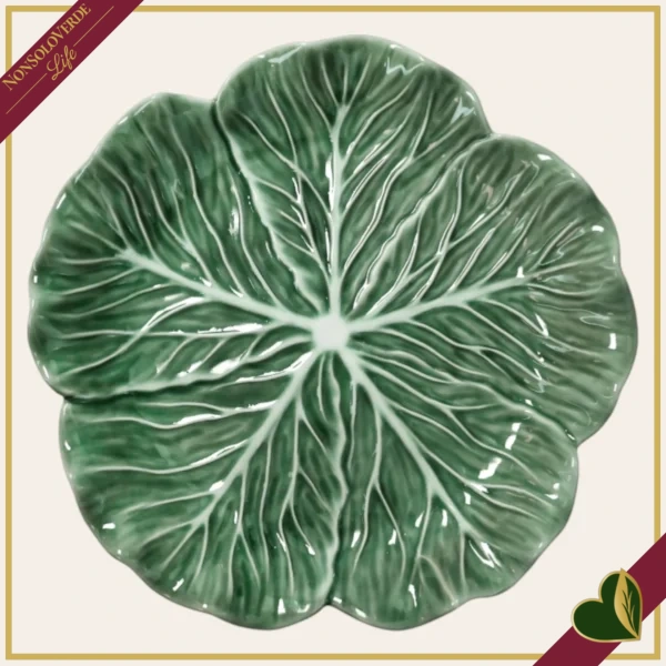 Vassoio Foglia Vegan verde in porcellana, diametro 26 cm