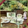 Zuccheriera Wonderland in New Bone China con mongolfiere acquerellate, lunghezza 10 cm