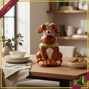 Barattolo cane in dolomite con sensore sonoro, altezza 28 cm