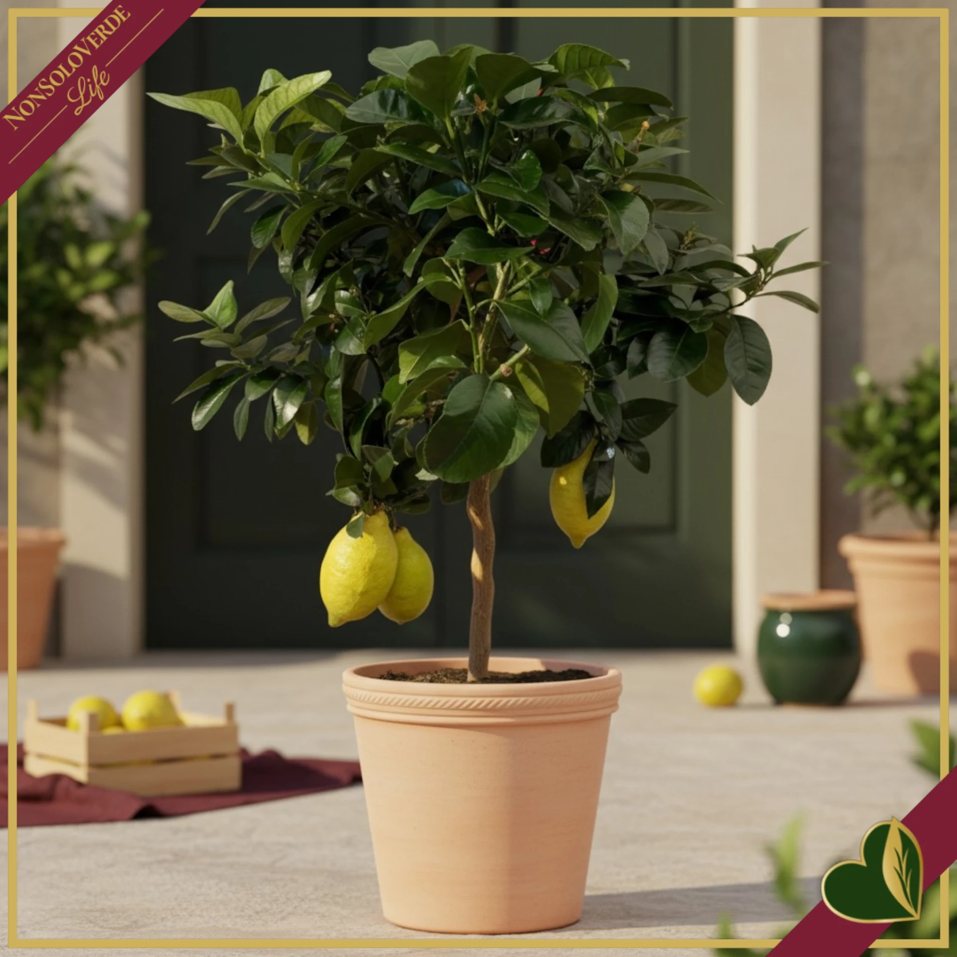 Citrus limon ‘Carrubaro’, limone 4 stagioni (rifiorente), innesto basso, vaso 20 cm, alto circa 75–105 cm