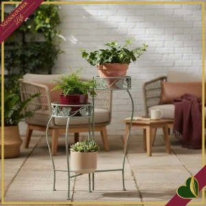 Portafiori pieghevole Harriet con 3 contenitori, salvia, altezza 65 cm