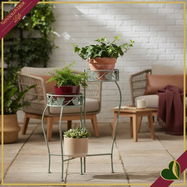 Portafiori pieghevole Harriet con 3 contenitori, salvia, altezza 65 cm