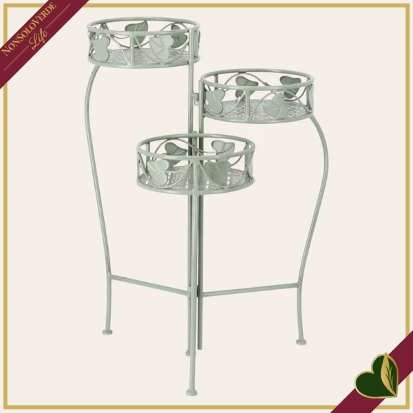 Portafiori pieghevole Harriet con 3 contenitori, salvia, altezza 65 cm