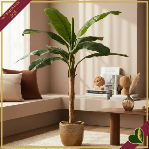 Pianta di banano artificiale con 10 foglie e protezione UV, altezza 180 cm