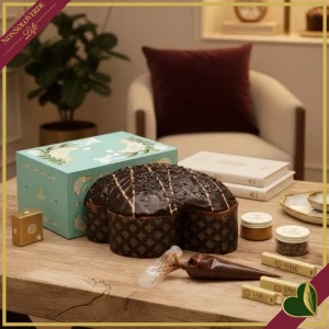 8058983532263-0 Colomba artigianale cioccocaramel, al cioccolato con caramello, con sac à poche salsa cioccocaramello e vasetti, 1 chilogrammo