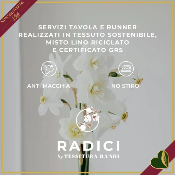 Tovaglia antimacchia Radici Faenza con stampa vasi decorativi e fiori, 155x220 cm