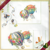 Cestino tondo double-face Mongolfiere allover e Micro Geo, diametro 18 cm