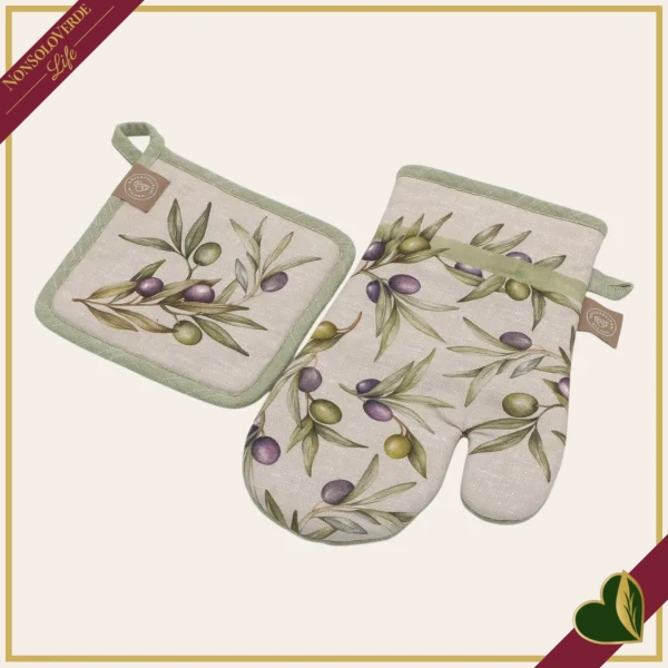 Set guantone e presina Olyvia in tessuto, lunghezza 30 cm