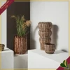 Cachepot in terracotta smaltata marrone effetto materico, altezza 44 cm