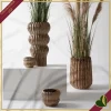 Cachepot in terracotta smaltata marrone effetto materico, altezza 44 cm
