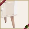 Cassettiera Vesly bianco e beige con 4 cassetti e finitura rigata, altezza 75,5 cm