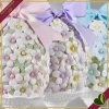 Uovo decorativo pasquale floreale su piedistallo colori assortiti, altezza 20 cm
