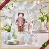 Uovo decorativo pasquale floreale su piedistallo colori assortiti, altezza 20 cm