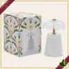 Lampada da tavolo Lily in vetro bianco e dettagli oro, altezza 17,5 cm