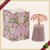 Lampada da tavolo Lily in vetro rosa cipria e dettagli oro, altezza 17,5 cm
