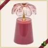 Lampada da tavolo Lily in vetro fucsia e dettagli oro, altezza 17,5 cm