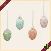 Uovo decorativo da appendere in vetro con fiori colori assortiti, altezza 6,5 cm