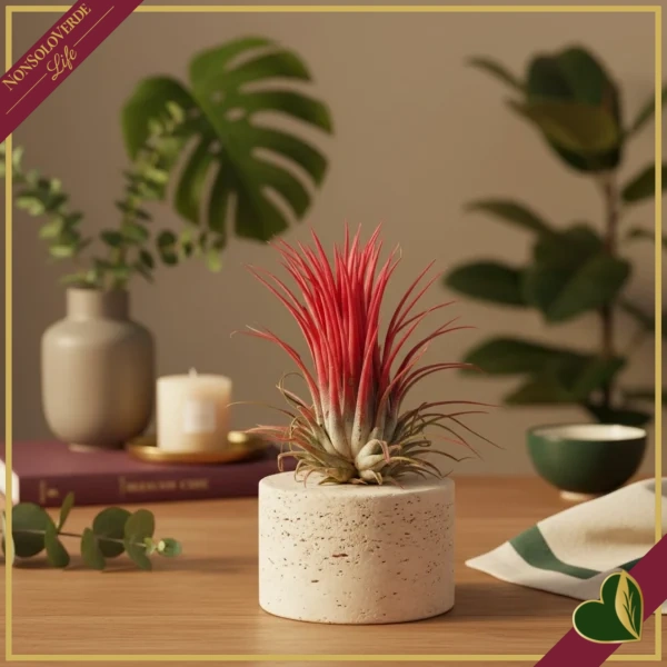Tillandsia ionantha “Red” Large, pianta d’aria, altezza circa 6–8 cm, diametro circa 5–8 cm
