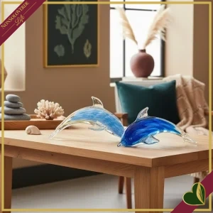 Delfino decorativo in vetro soffiato blu, 2 modelli assortiti, larghezza 14 cm