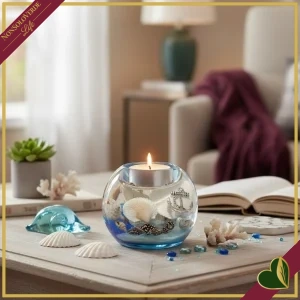 4009079712766-0 Portacandela tealight Ocean a forma di sfera Mercurio in vetro decorato marino, diametro 9 cm