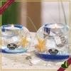 Portacandela tealight Ocean a forma di sfera Mercurio in vetro decorato marino, diametro 9 cm
