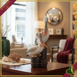 Pellicani decorativi Felix in resina sintetica, altezza 23 cm