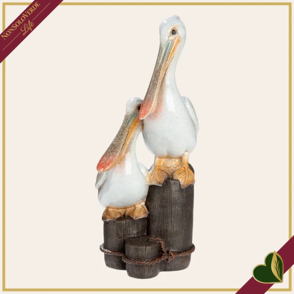 Pellicani decorativi Felix in resina sintetica, altezza 23 cm
