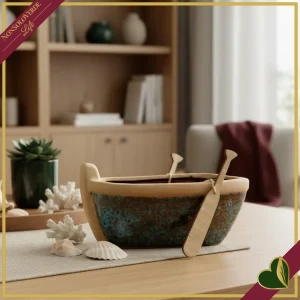 Barca decorativa Nordstrand in porcellana smaltata, lunghezza 18 cm