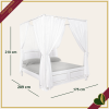 Letto matrimoniale Colette con tende in legno di mango bianco, larghezza 175 cm