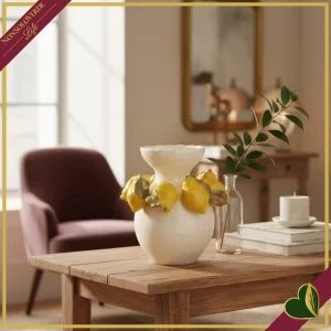 8018594931213-0 Vaso Vedetta Limoni in porcellana, altezza 25,5 cm