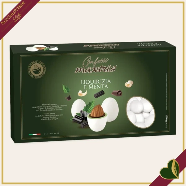 Confetti Maxtris liquirizia e menta, bianchi con mandorla tostata e doppio cioccolato, 1 chilogrammo
