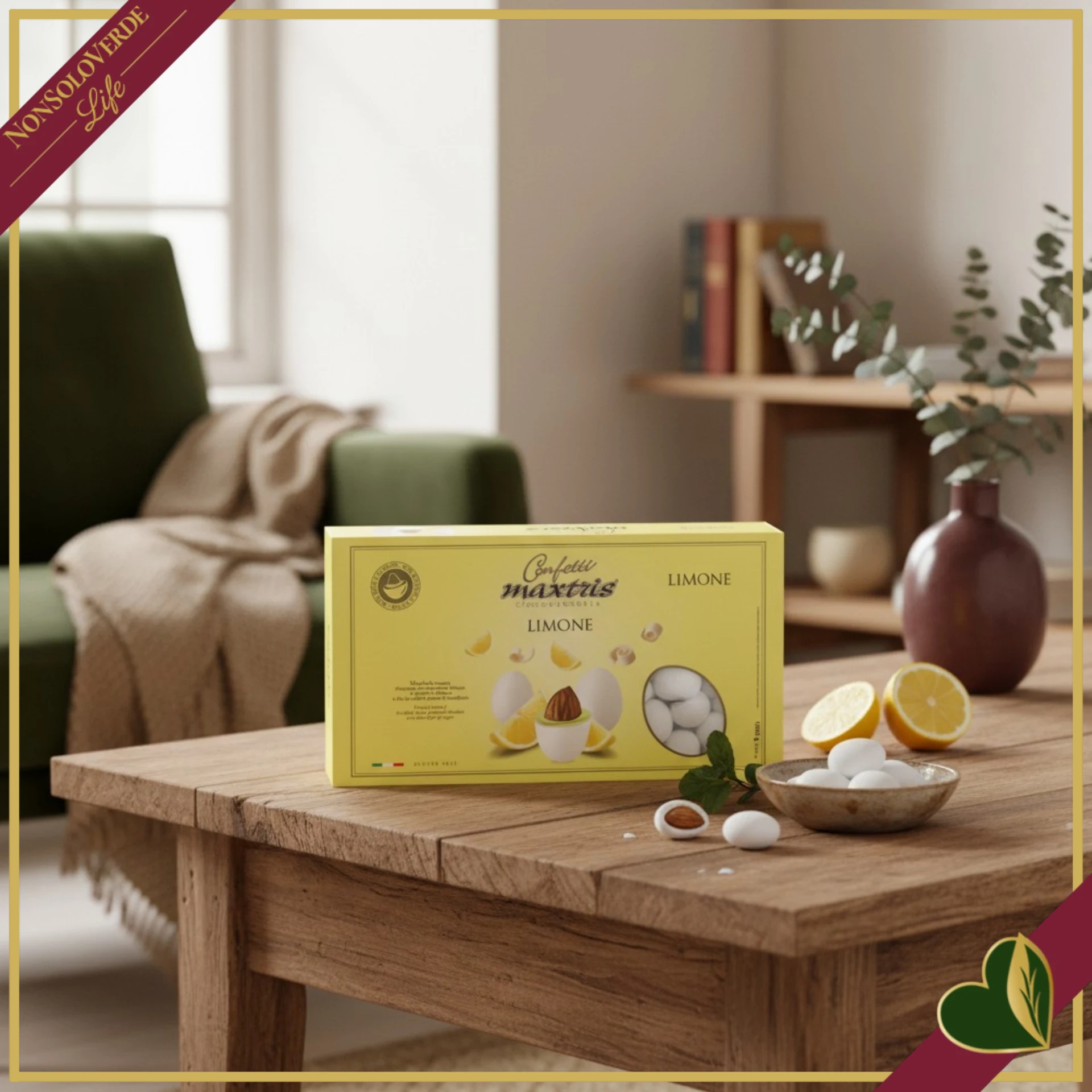 Confetti Maxtris al limone, bianchi con mandorla tostata e cioccolato bianco al gusto di limone, 1 chilogrammo