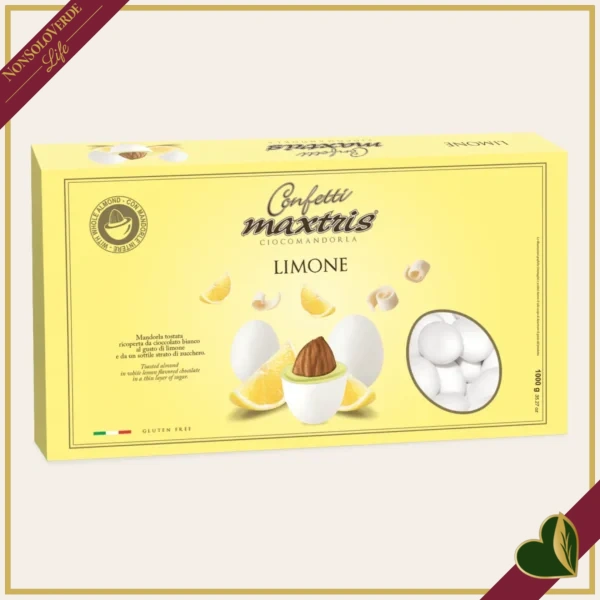 Confetti Maxtris al limone, bianchi con mandorla tostata e cioccolato bianco al gusto di limone, 1 chilogrammo